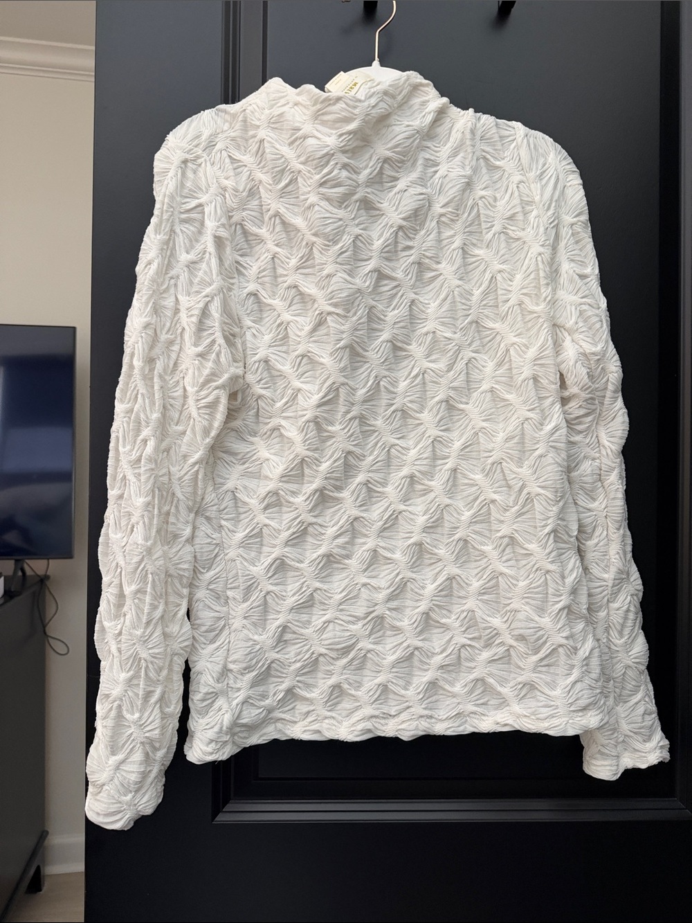 Anthropologie Cream Textured Long-Sleeve Knit Top - Picture 3 of 3